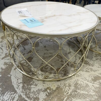 EX STAGING - MARBLE COFFEE TABLE, MARKS, SOLD AS IS