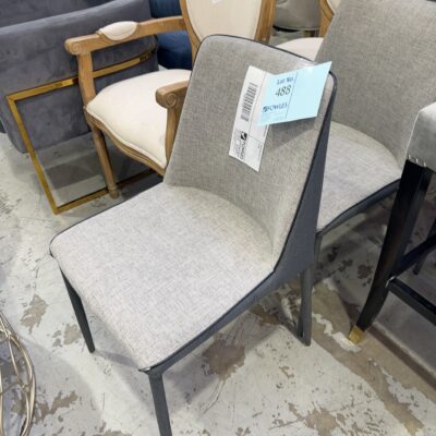 EX STAGING - TWO TONE GREY DINING CHAIR SOLD AS IS
