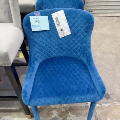 EX STAGING - BLUE VELVET DINING CHAIR SOLD AS IS