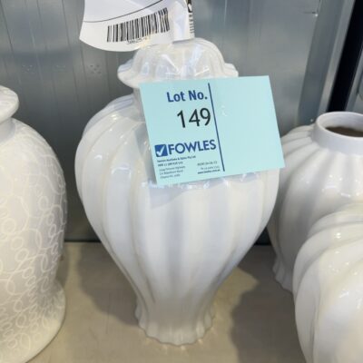 EX STAGING - LARGE WHITE GINGER JAR- SOLD AS IS