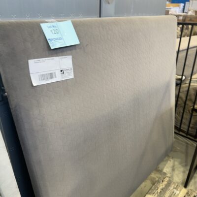 EX STAGING - TALL GREY VELVET DOUBLE BEDHEAD SOLD AS IS