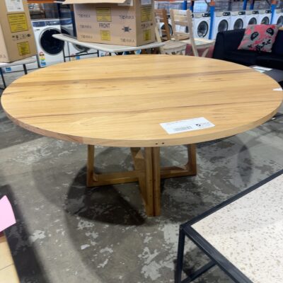EX DISPLAY BILBAO 1600MM WORMY CHESTNUT ROUND DINING TABLE, RRP99 SOLD AS IS
