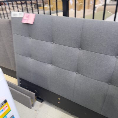 EX DISPLAY DARK GREY UPHOLSTERED BEDHEAD ONLY, SOLD AS IS