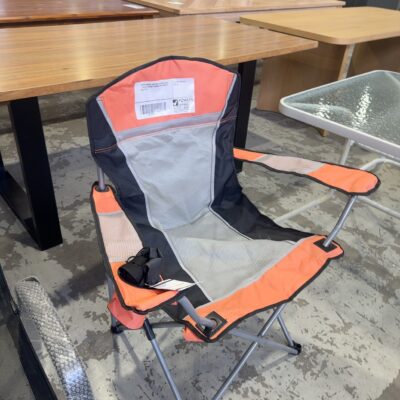 WATER DAMAGE INSURANCE SALVAGE STOCK - DELUXE ORANGE CAMPING CHAIR RRP$ 29, SOLD AS IS