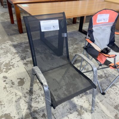 WATER DAMAGE INSURANCE SALVAGE STOCK - AIDEN BLACK TEXTELINE OUTDOOR DINING CHAIR, RRP SOLD AS IS