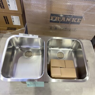 NEW FRANKE SEVILLE DOUBLE BOWL UNDERMOUNT SINK, SSX220-36 RRP9 WITH WASTES