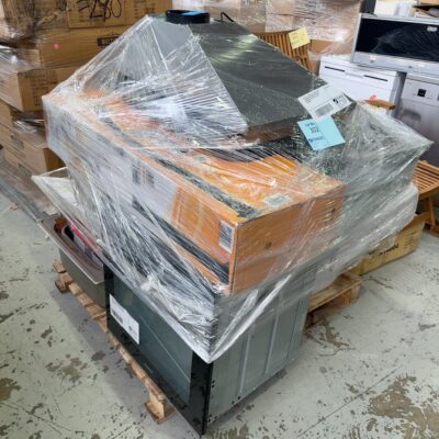 PALLET OF ASSORTED APPLIANCES STOCK UNWORKING OR UNKNOWN, ASSORTED ABANDONED STOCK, SOLD AS IS NO WARRANTY