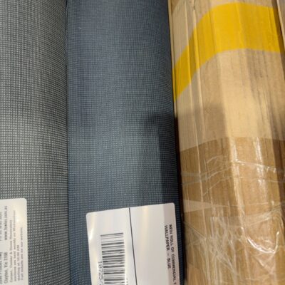 NEW ROLL OF COMMERCIAL FABRIC WALLPAPER - BLUE