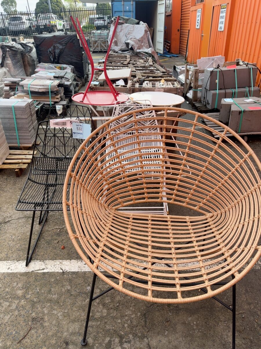 LOT OF ASSORTED OUTDOOR FURNITURE SOLD AS IS
