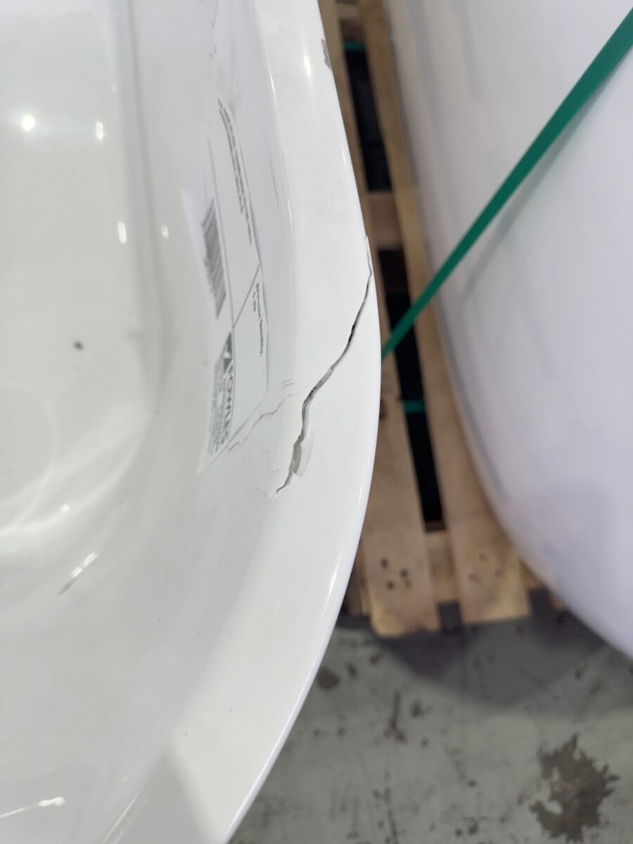 EX DISPLAY KDK 1500MM BACK TO THE WALL FREESTANDING BATH, SOLD AS IS