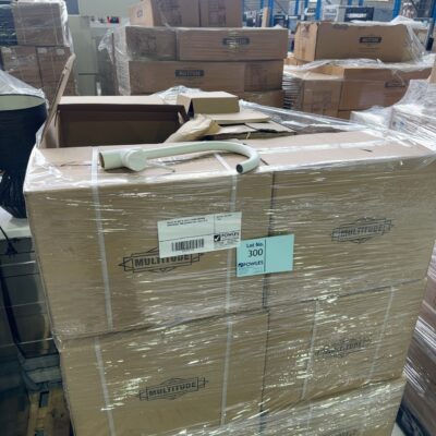 PALLET OF MATTE WHITE 250MM SHOWER RAIN HEADS, AND KITCHEN TAPS, SOLD AS IS