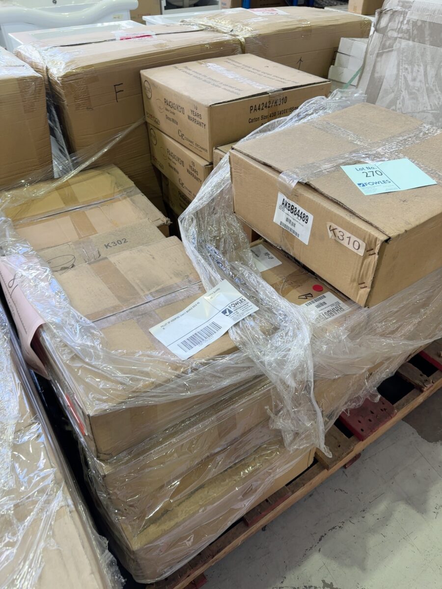 PALLET OF ASSORTED VANITY BOWLS SOLD AS IS