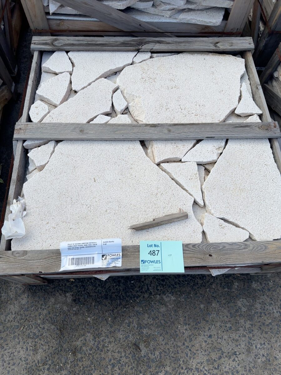 PALLET OF SAVANNA LIMESTONE DISTRESS & TUMBLE CRAZY PAVERS, 30MM THICK, CAN BE USED FOR PATHS, PAVING, DRIVEWAYS ETC RRP$100 PER M2, #5