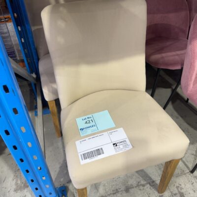 EX STAGING - TAUPE DINING CHAIR, SOLD AS IS