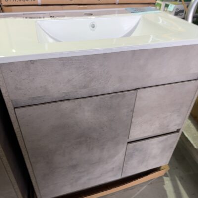 NEW LOLA FLOOR VANITY, 750MM GREY VANITY, RIGHT HAND DRAWERS, WITH WHITE CRYSTAL CERAMIC TOP,  CA11-750R & CT28/750