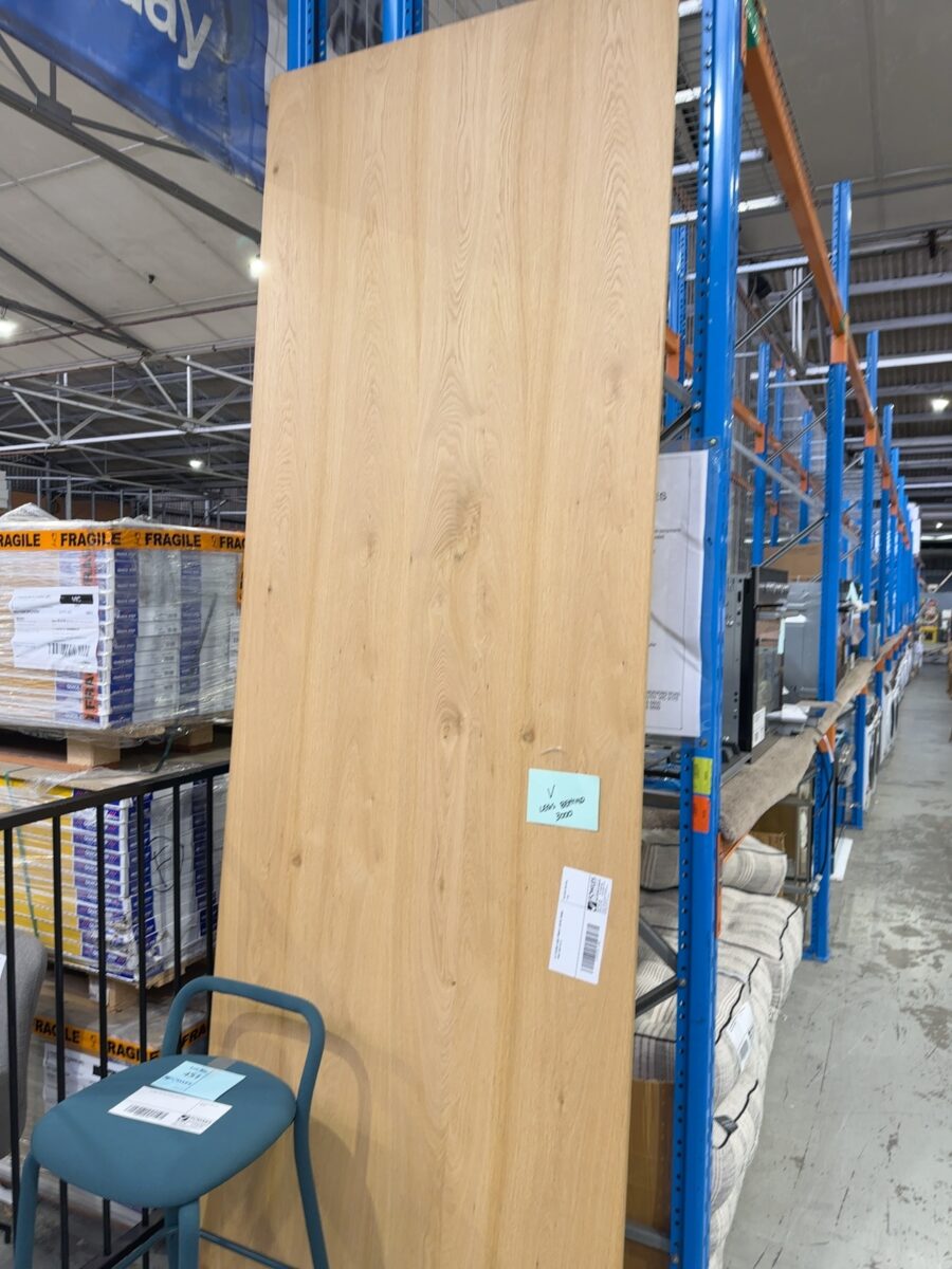 EX STAGING LARGE TIMBER 3 METRE DINING TABLE SOLD AS IS