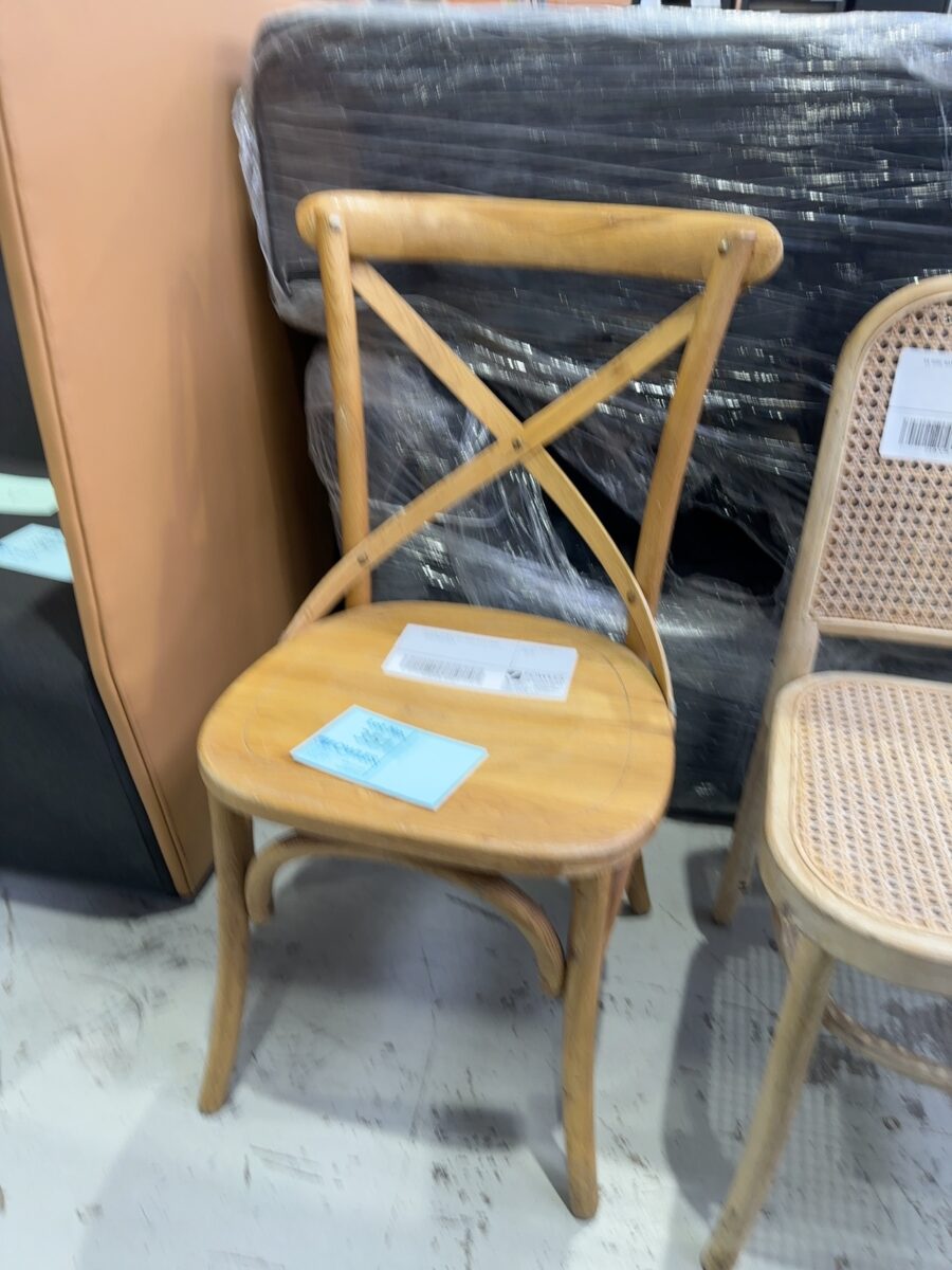 EX HIRE FRENCH CAFE CROSS BACK DINING CHAIR SOLD AS IS
