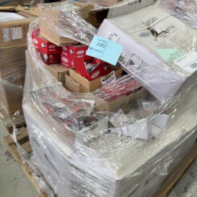 PALLET OF ASSORTED STOCK - SEIMA BASINS AND LOCKWOOD LOCKS AND LEVERS ETC, SOLD AS IS