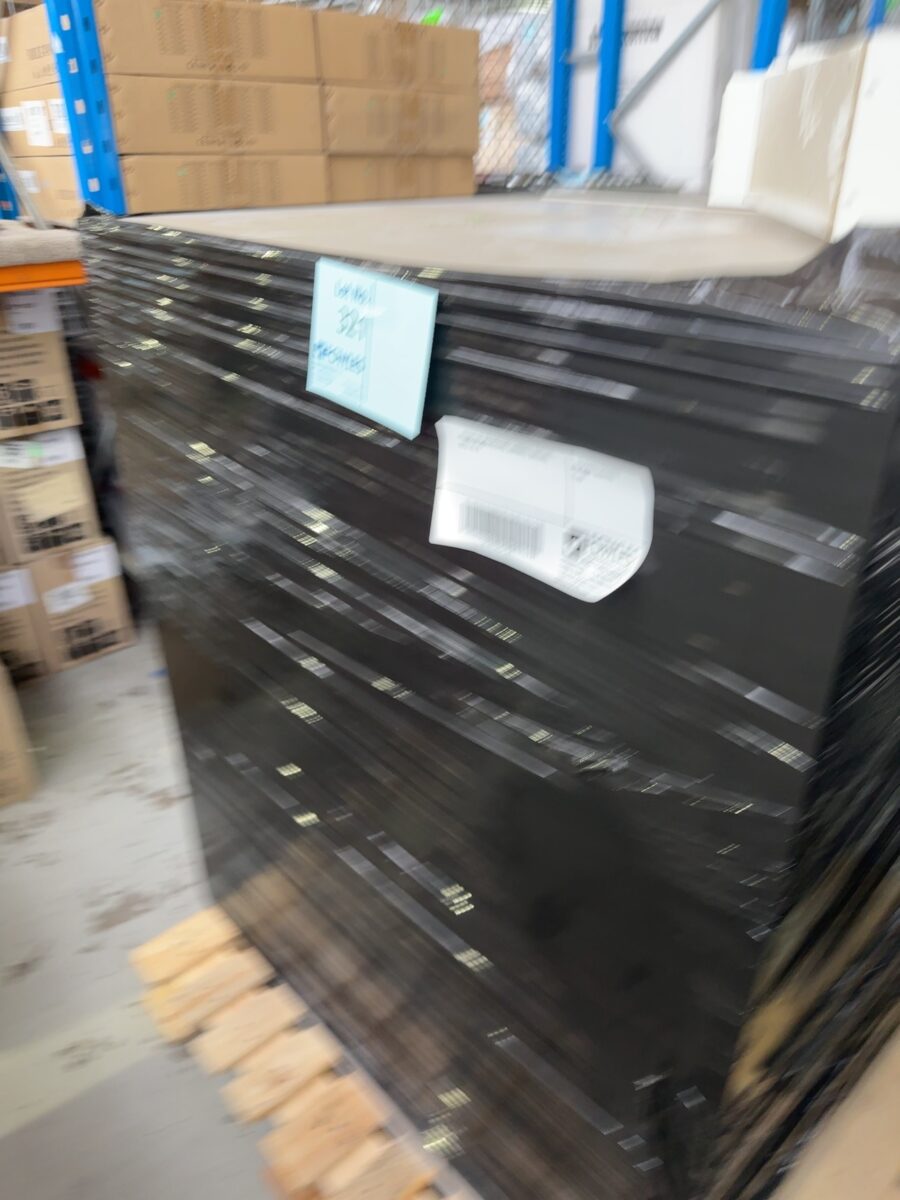 PALLET OF SECONDHAND LAMINATE SHELVES, SOLD AS IS