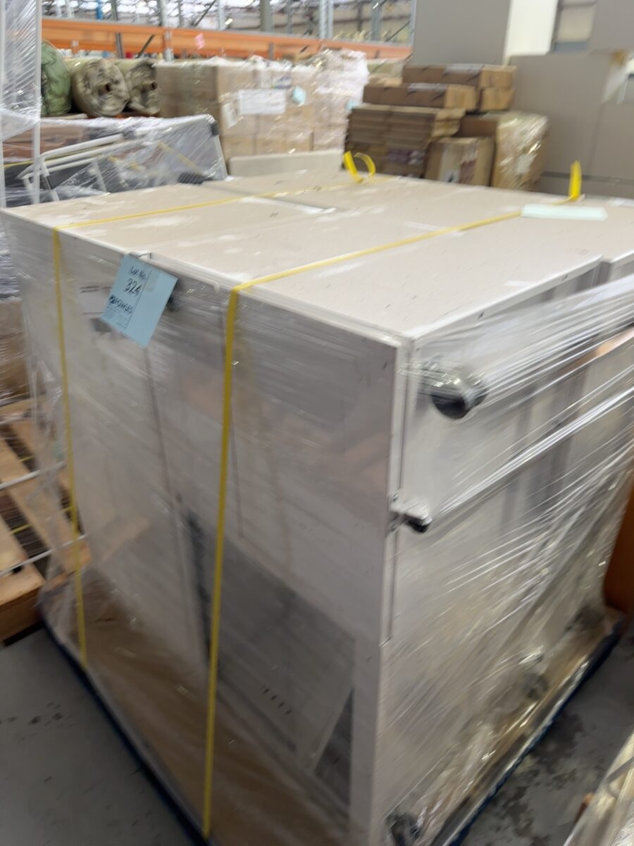PALLET OF SECONDHAND METAL STORAGE CABINETS WITH WHEELS, SOLD AS IS