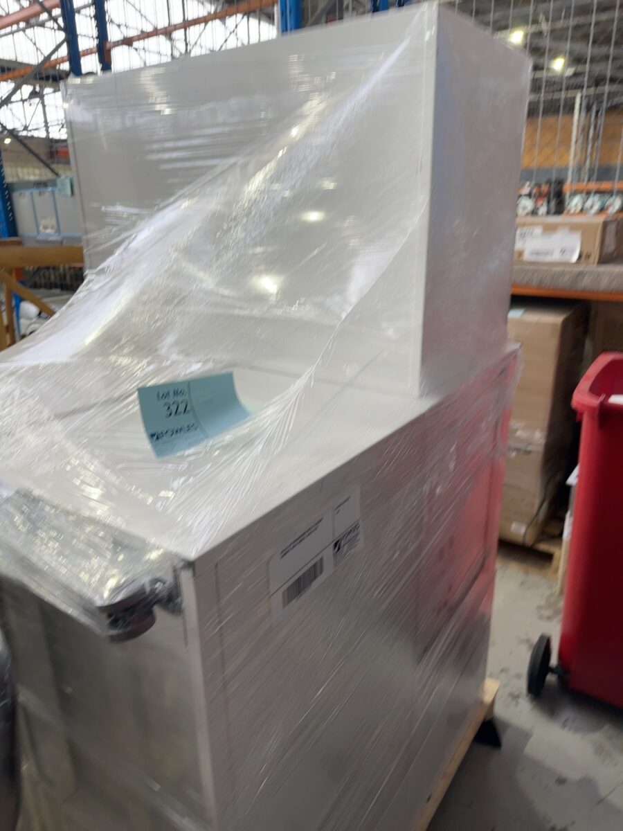 PALLET OF SECONDHAND METAL STORAGE CABINETS WITH WHEELS, SOLD AS IS