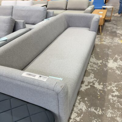 EX STAGING -DARK GREY 3 SEATER COUCH, SOLD AS IS, SOME MARKS