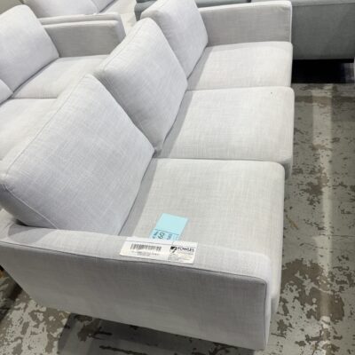 EX STAGING -LIGHT GREY 3 SEATER COUCH, SOLD AS IS, SOME MARKS
