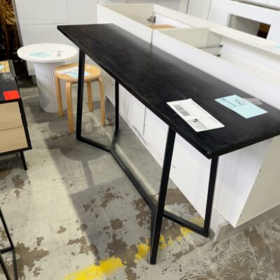 EX STAGING -BLACK HALL TABLE, SOLD AS IS