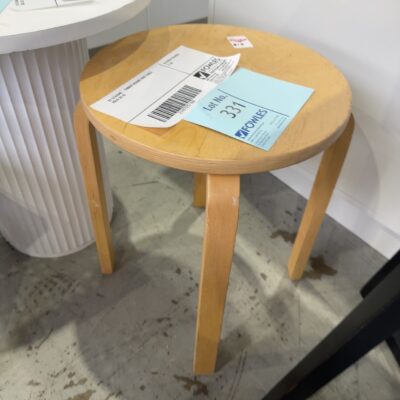 EX STAGING -TIMBER ROUND SIDE TABLE, SOLD AS IS