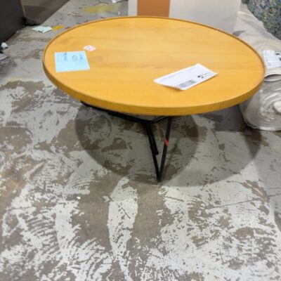 EX STAGING - TIMBER ROUND COFFEE TABLE, SOLD AS IS, SOME MARKS