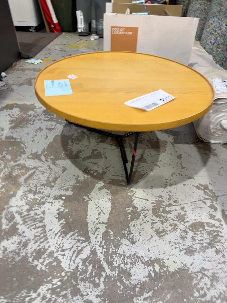EX STAGING - TIMBER ROUND COFFEE TABLE, SOLD AS IS, SOME MARKS