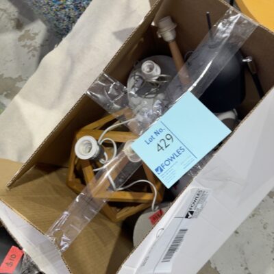 EX STAGING - BOX OF ASSORTED LAMPS, SOLD AS IS