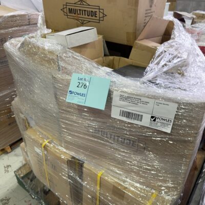PALLET OF ASSORTED BATHROOM ACCESSORIES IN MATTE BLACK, BLACK SWIVEL SPOUTS, SHOWER MIXERS, POP UP WASTES ETC SOLD AS IS NO WARRANTY