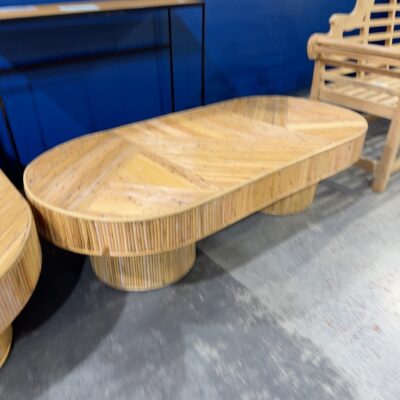 EX STAGING - CANE COFFEE TABLE, SOLD AS IS