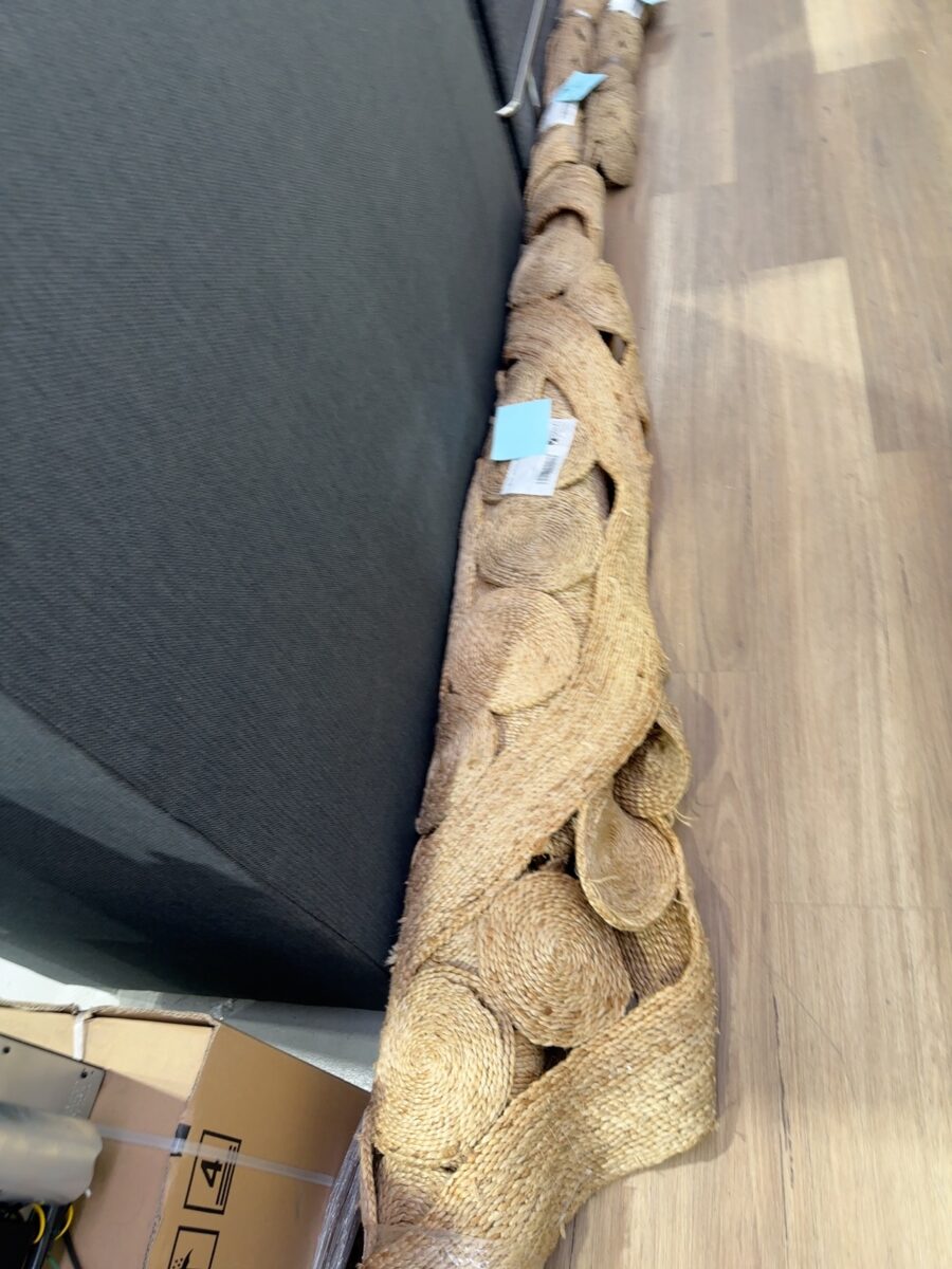 EX STAGING - WOVEN LARGE RUG, SOLD AS IS