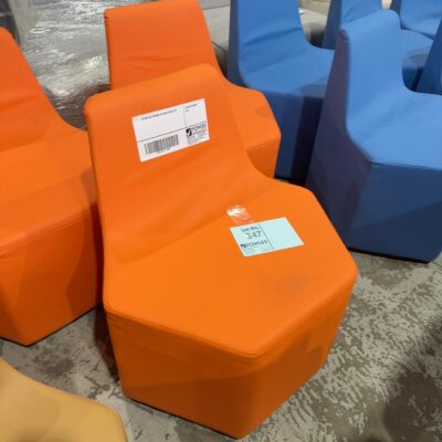 EX HIRE HEX ORANGE PU CHAIR, SOLD AS IS