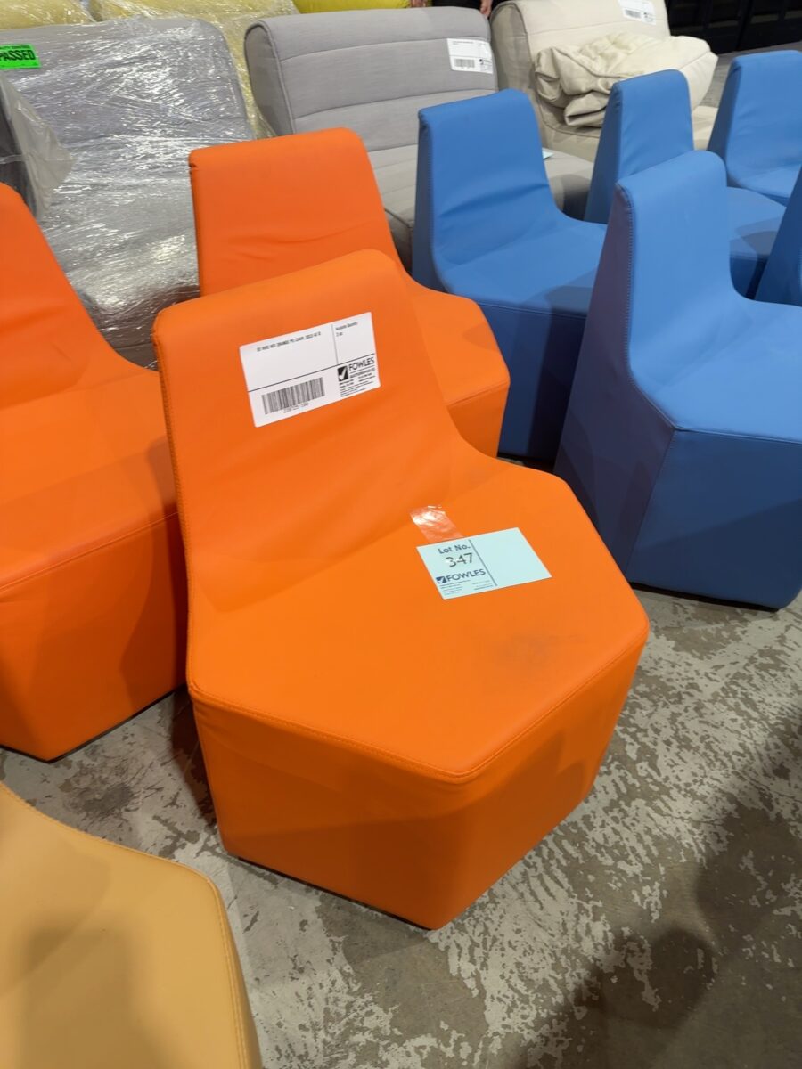 EX HIRE HEX ORANGE PU CHAIR, SOLD AS IS