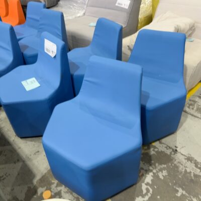 EX HIRE HEX BLUE PU CHAIR, SOLD AS IS