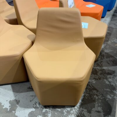 EX HIRE HEX BEIGE PU CHAIR, SOLD AS IS