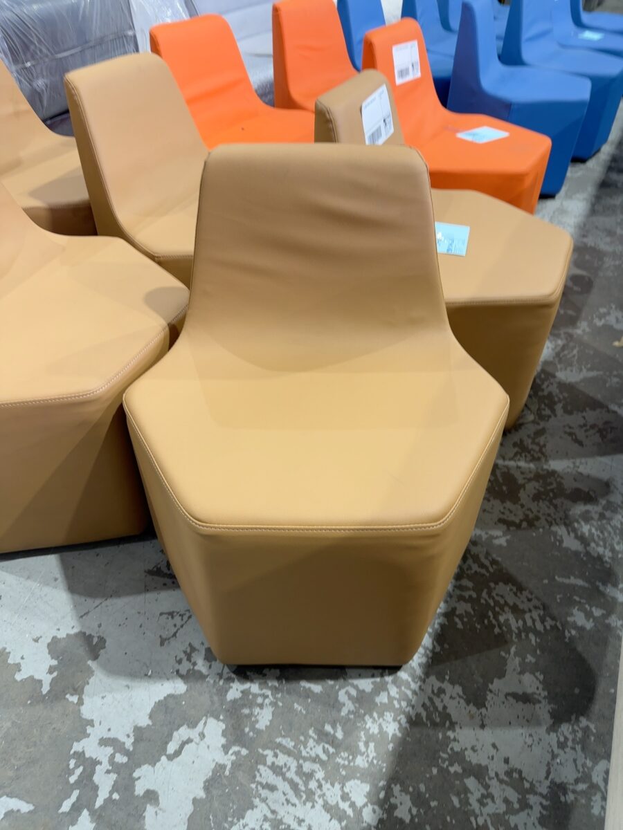 EX HIRE HEX BEIGE PU CHAIR, SOLD AS IS
