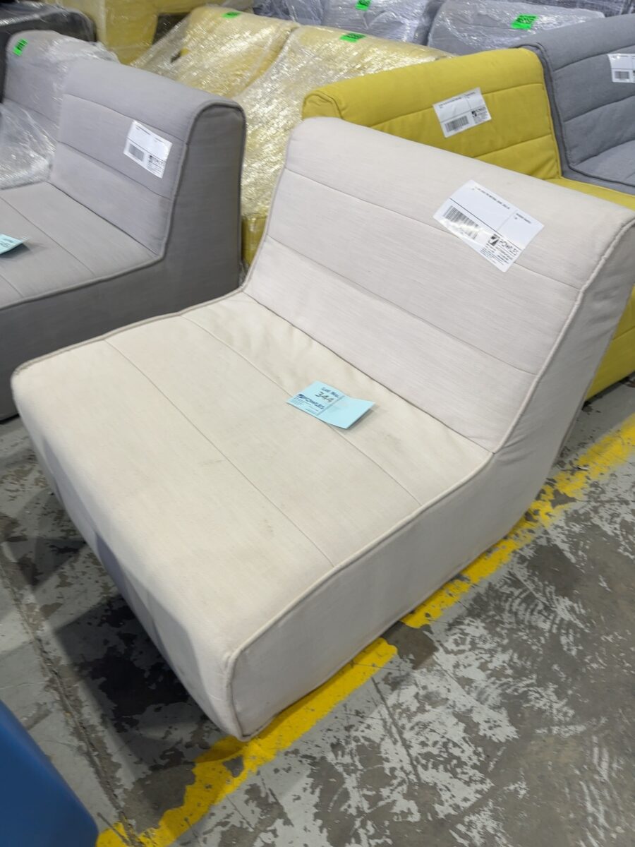 EX HIRE BEIGE POD MATERIAL CHAIR, SOLD AS IS