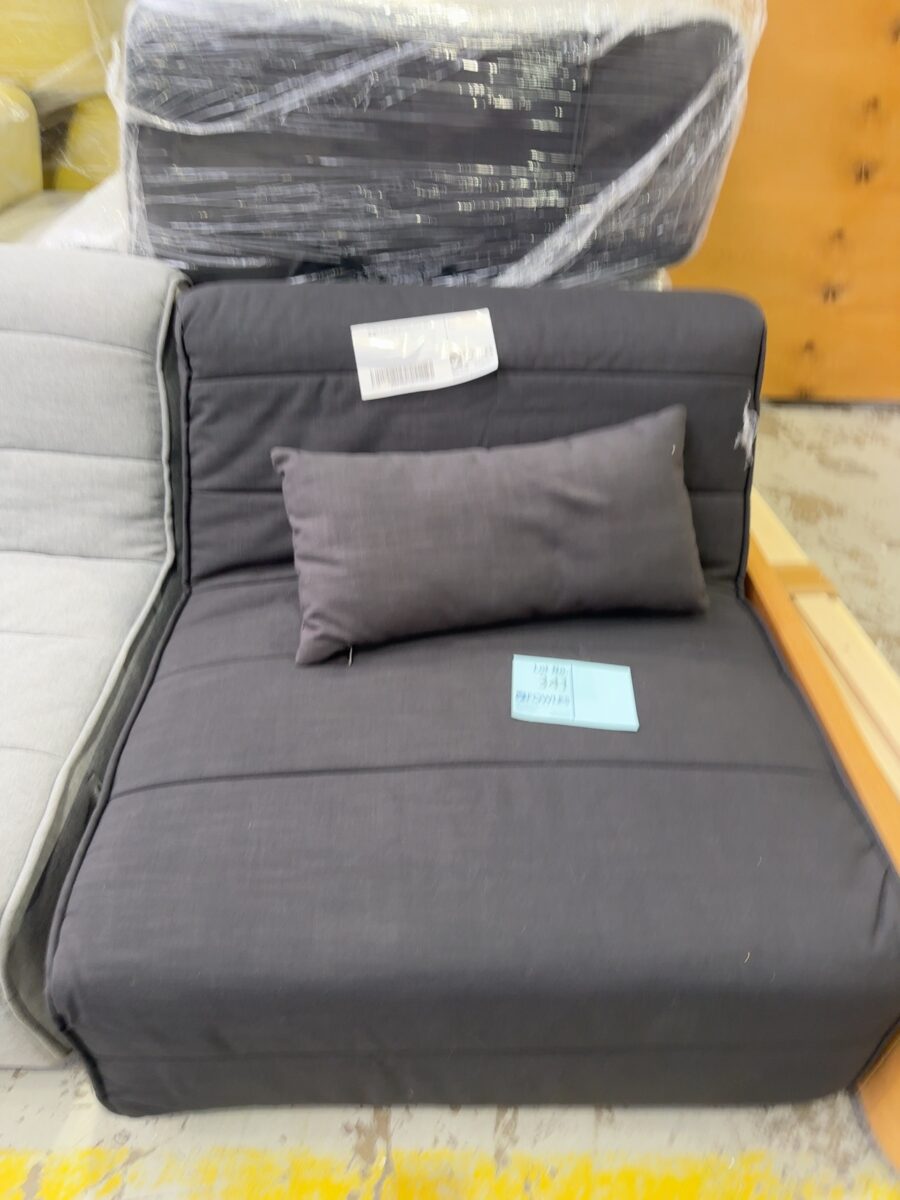 EX HIRE BLACK POD MATERIAL CHAIR, SOLD AS IS