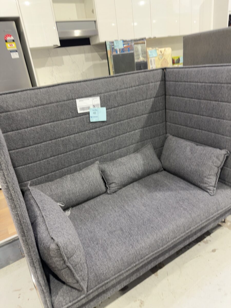 EX HIRE EVENT DARK GREY FELT PRIVACY SOFA SOLD AS IS