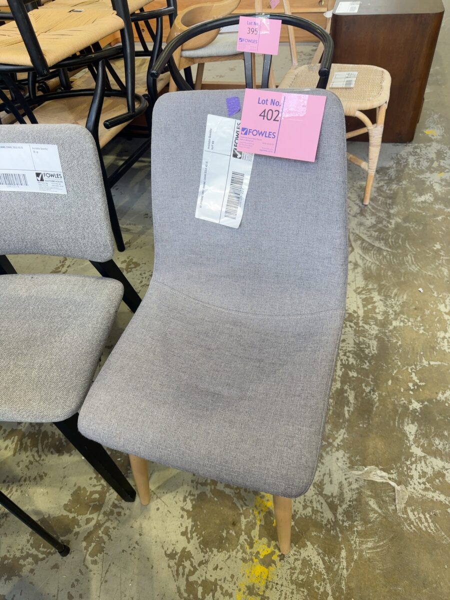EX STAGING GREY DINING CHAIR SOLD AS IS