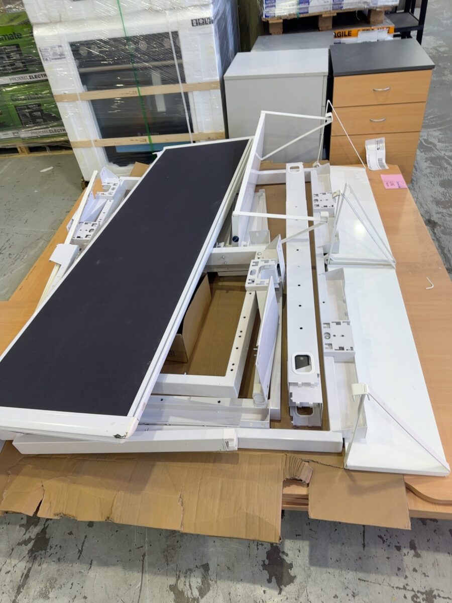 SECONDHAND - EX SHOWROOM LARGE CORNER DESK WITH ACCESSORIES, SOLD AS IS
