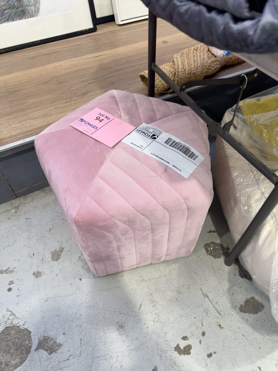 EX STAGING - PINK OTTOMAN SOLD AS IS