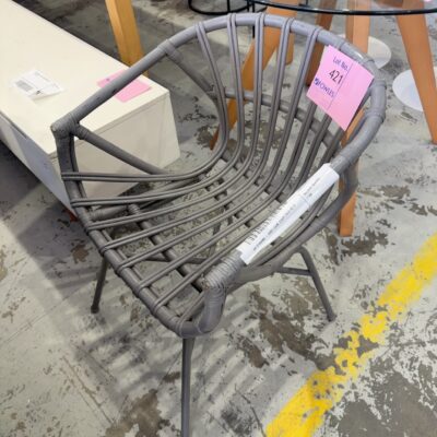 EX STAGING - GREY CANE CHAIR SOLD AS IS