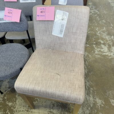 EX STAGING - TAUPE CHAIR, SOLD AS IS