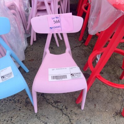 EX HIRE - PINK ACRYLIC KIDS CHAIR, SOLD AS IS