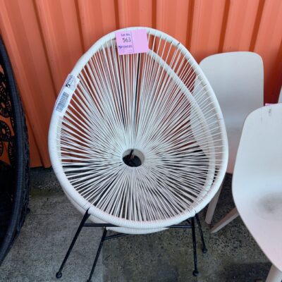 EX STAGING - PAIR OF WHITE STRING OUTDOOR CHAIR SOLD AS IS